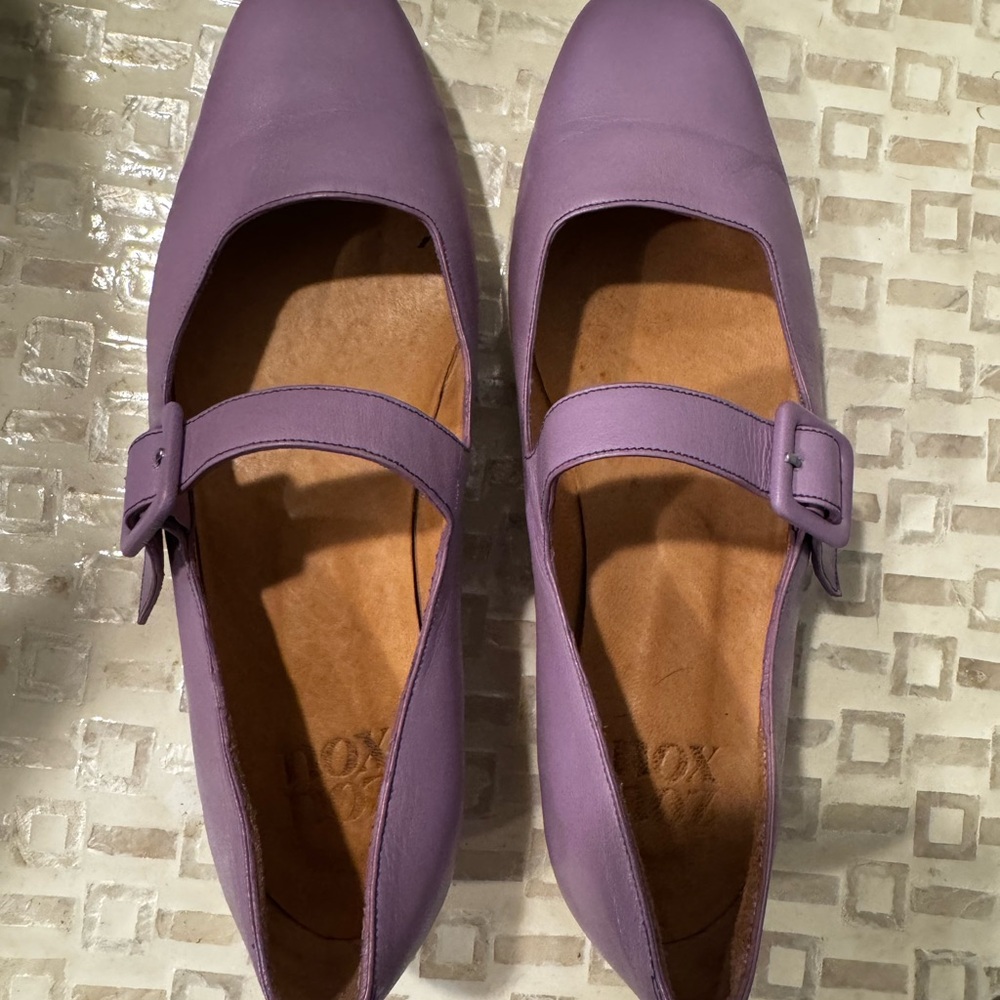 Zou Xou Lavender Lilac Eugenia Mary Jane leather buckle ballet flat